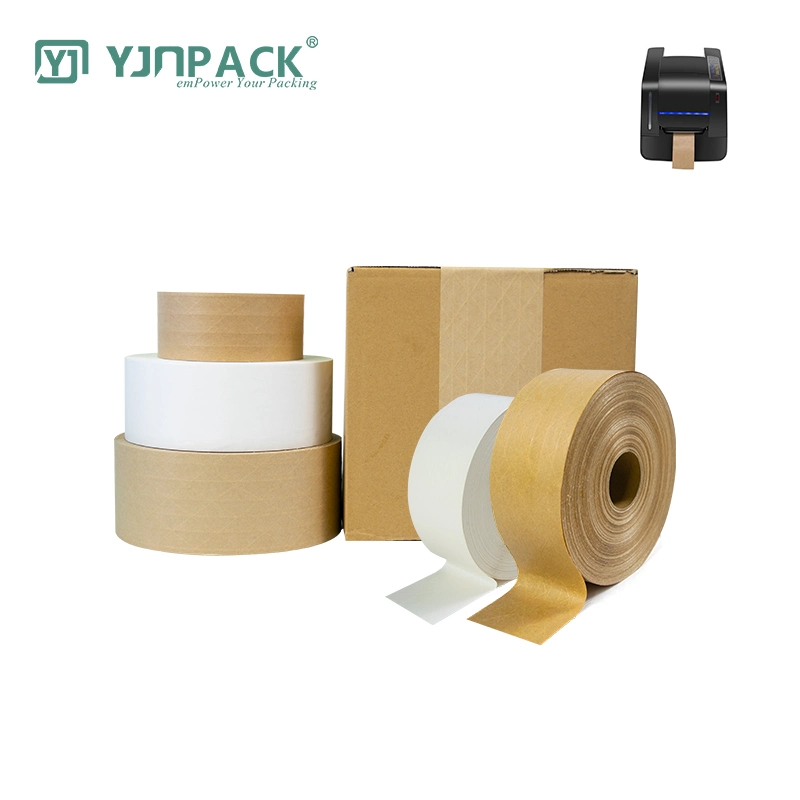 1 Rolls 70mm 150m Brown Paper White Wet Water Activated Kraft Custom Gummed Paper Tape Packaging