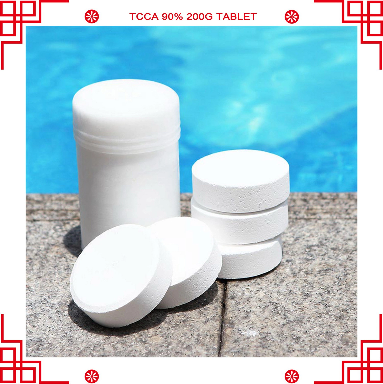 Swimming Pool Chemical TCCA 90% Chlorine Tablets  200g