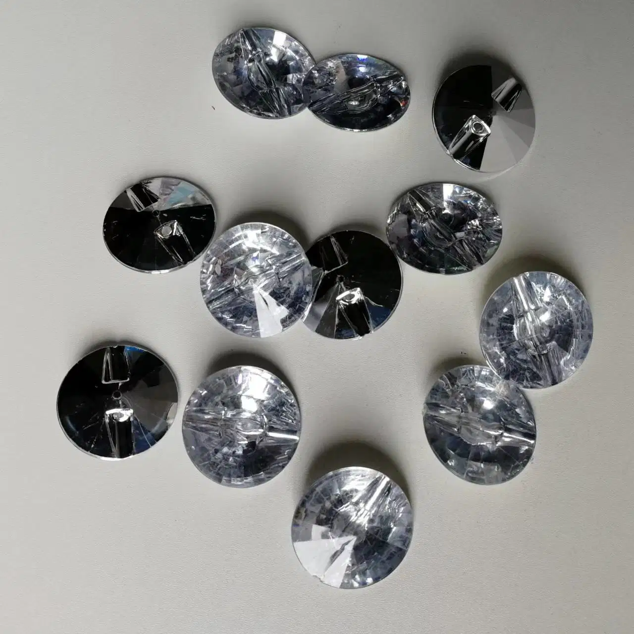 Plastic Crystal, Faux Diamond Round Buttons, Many Sizes 8 mm up to 25 mm