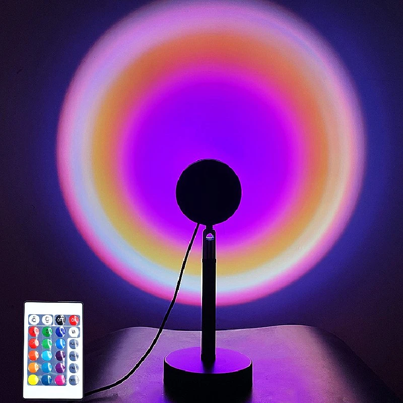 Lámpara de pie con luces LED Rainbow Night Light, proyector de lámpara de atardecer con rotación de 360 grados y cambio de 16 colores