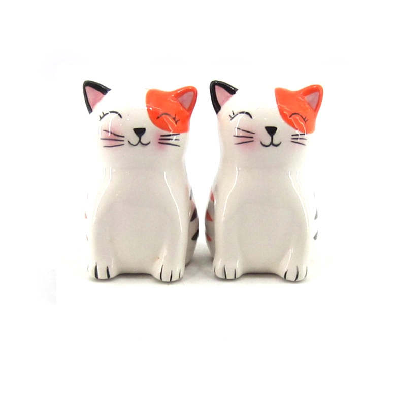 Custom Made Animal Tracks Miniature Porcelain Animal Cat Salt & Pepper Shaker Set