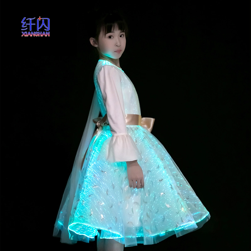 OEM ODM Factory Child Dance Costume Plastic Optic Fiber Fabric Performance Wear