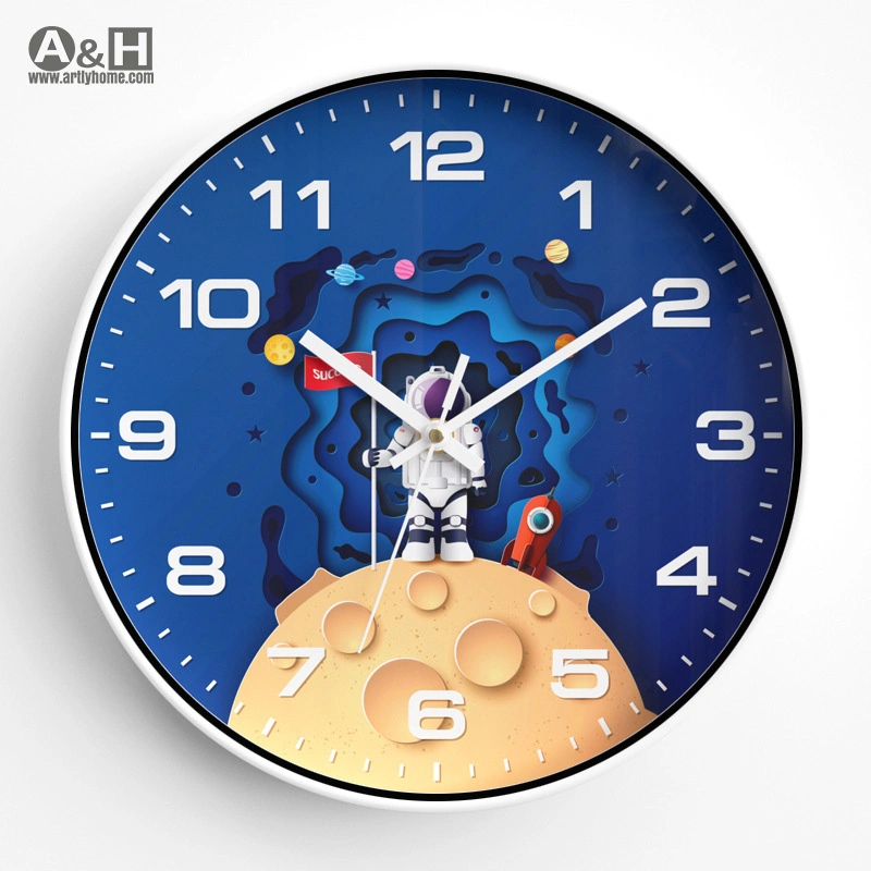 Horloge murale en plastique pour la maison, la chambre des enfants, le salon, avec une décoration de dessin animé.