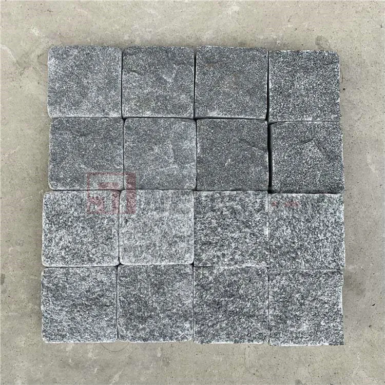 G684 Cobblestone Black Granite Flamed Natural Stone Landscaping Paving