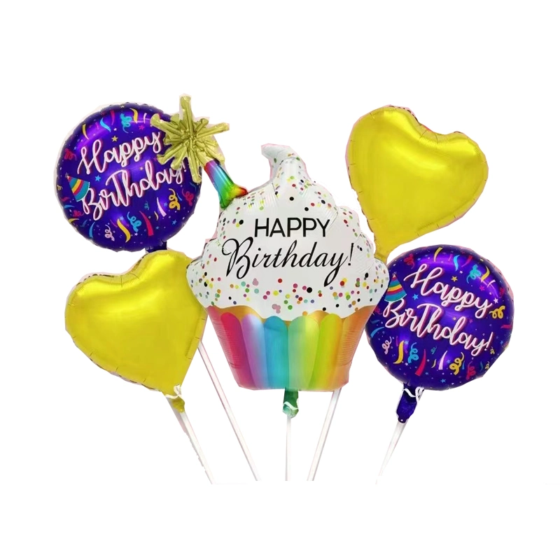 Beard Themed 5PCS Foil Mylar Inflatable Helium Balloons for Father's Day Birthday Party Event