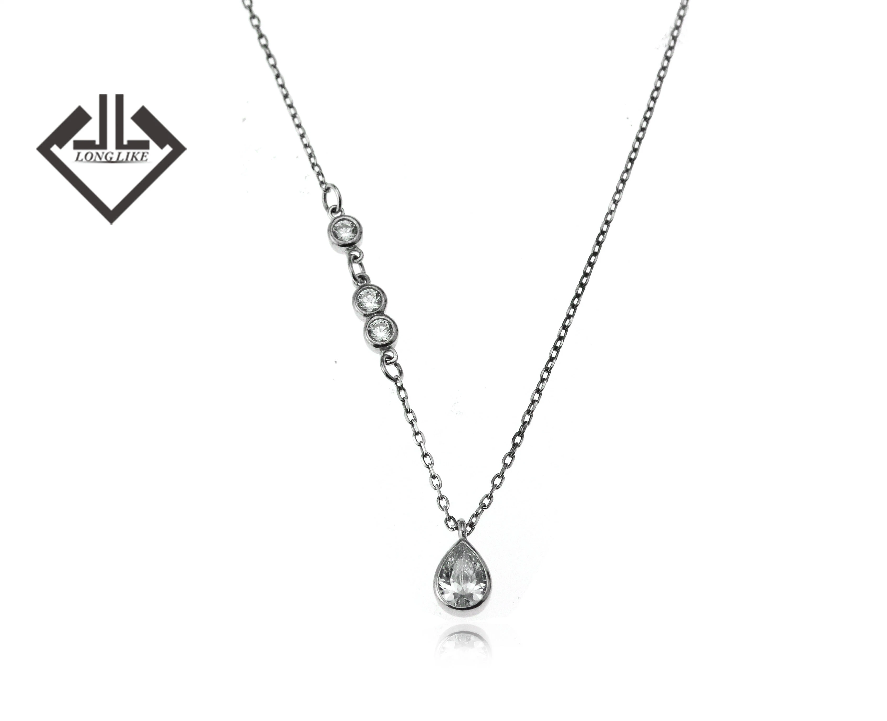 La libra esterlina Joyería de Plata corazón solitario de la estrella de la mujer collar