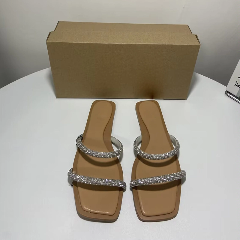 Fashion Rhinestone Flat Slip on Sandals