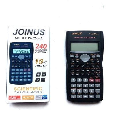 JS-82ms-a funciones de estilo negro Calculadora científica de 10+2 dígitos con botón Batería