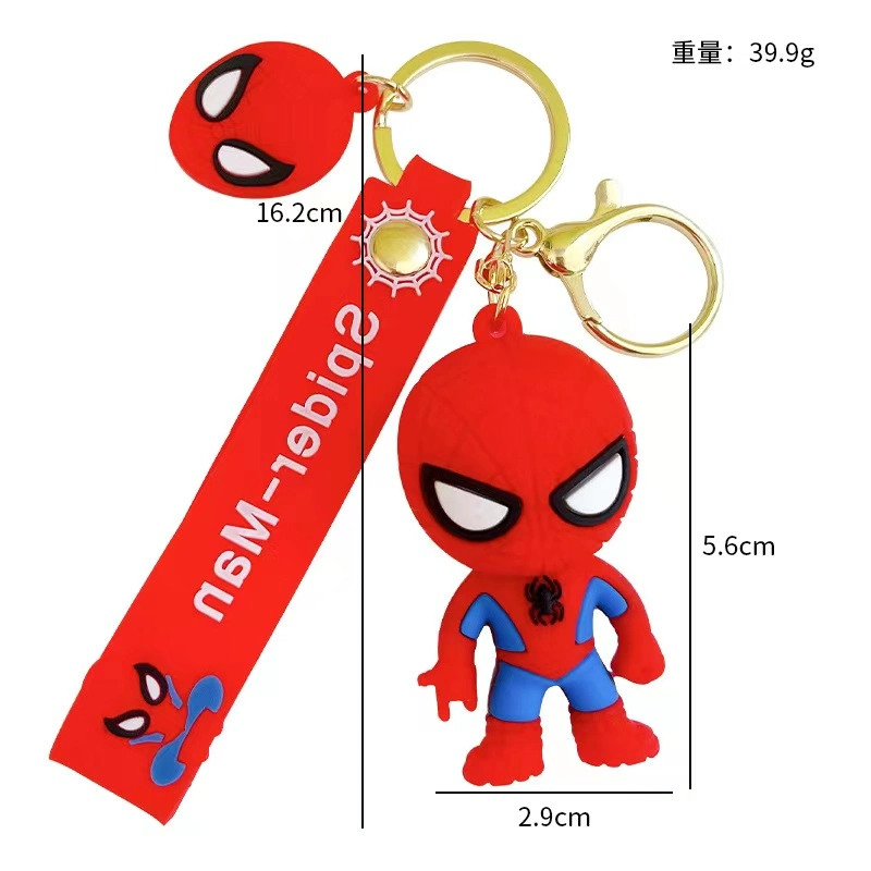 Ruunjoy 3D Figure Super Hero PVC Rubber Keychain Spider Man Wristband Cute Spider Man Cartoon Keychain Key Ring