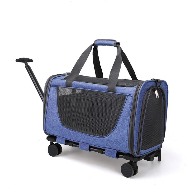 New Design Foldable Multi-Function Large Oxford Portable Pet Carrier Dog Cat Bag Two-Way Pet Shoulder Bag Pet Trolley Case