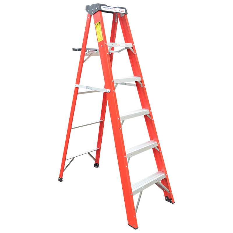 En131 Household&Domestic Fiberglass Foldable&Folding Tool Tray Ladder with 2*4 Step