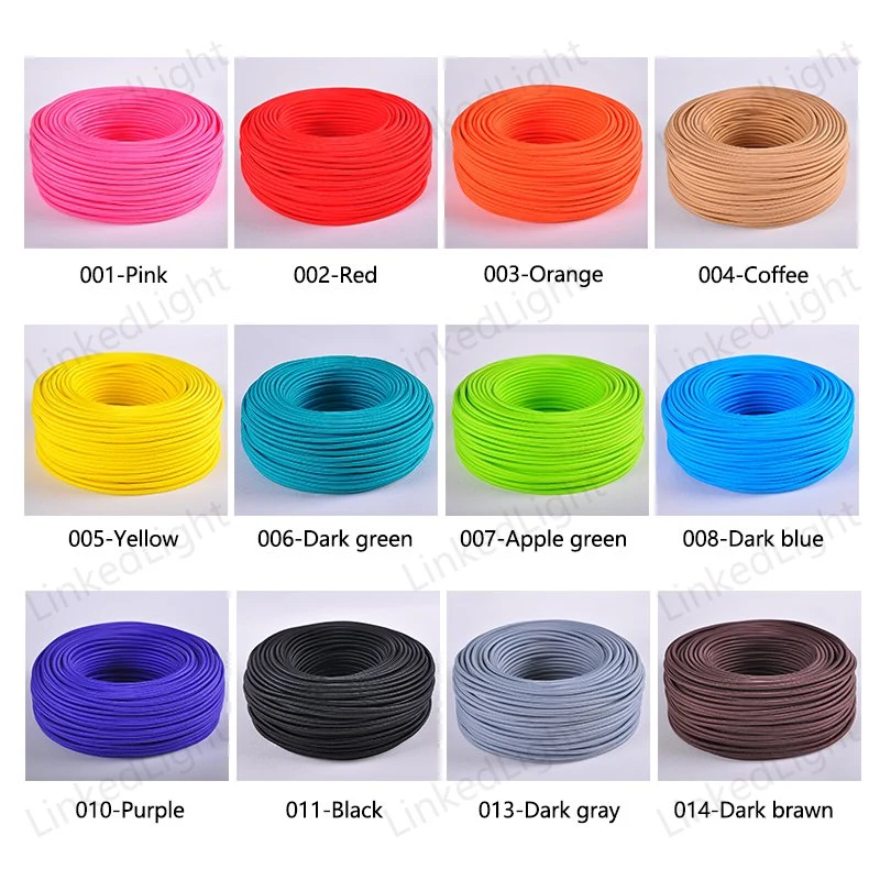 Colorful VDE Cloth Cotton Braided Fabric Woven Power Cord