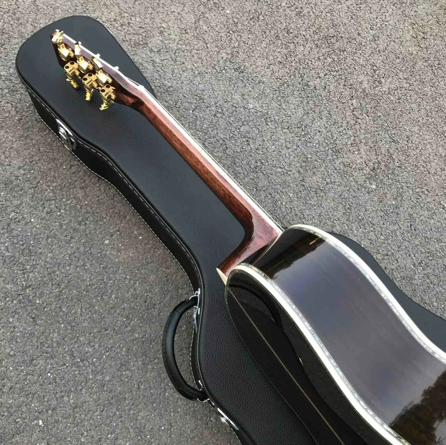 Abeto macizo personalizado Comienzo Abalone diapasón de ébano estilo Ooo guitarra acústica en color natural