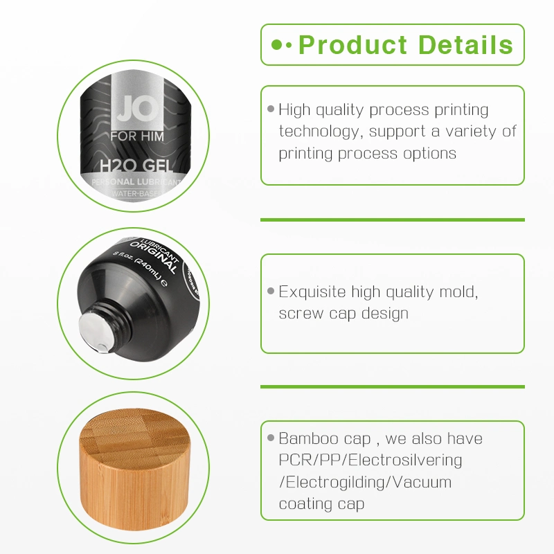 Bamboo Cosmetic 240ml/8.12oz Plastic Dark Ash Screw Toothpaste Tube with Wood Cap Packaging