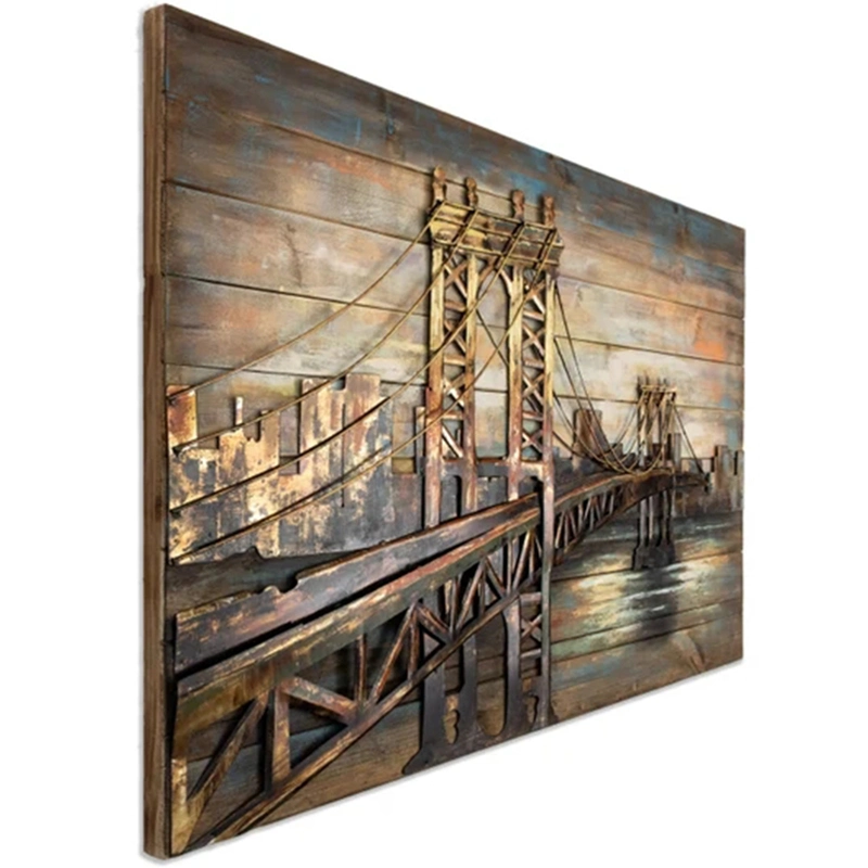 [فنّي] أرجح فنون [لفنك] [فلّ وول] فن خشب لوح رسم Bridge Ready to Hang 3D Metal Wall Art Abstract Home الديكور