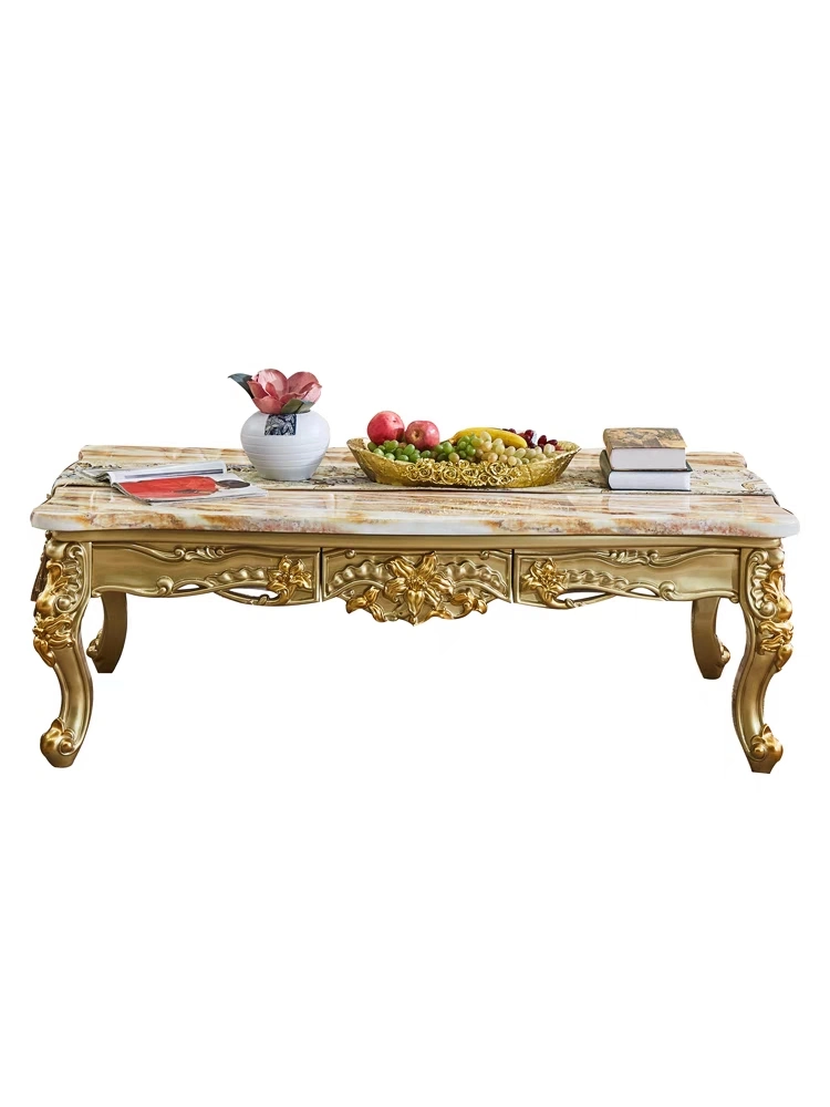 Royal Gold Edge Home Decoration Wooden Living Room Furniture Coffee Table