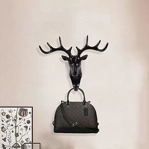 Household Wall Decorative Deer Head Antlers Single Hooks for Hanging Key Clothes Coat Hat Bags