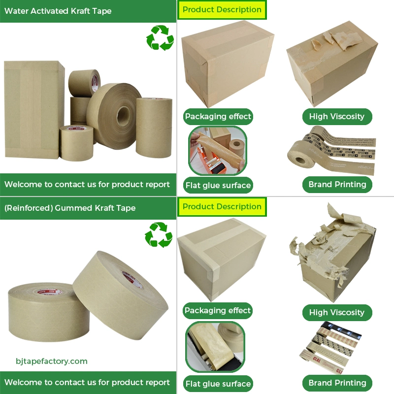 Wholesale/Supplier Custom Brown Kraft Paper Packaging Tape Non Reinforced Water Activated Kraf Paper Tape