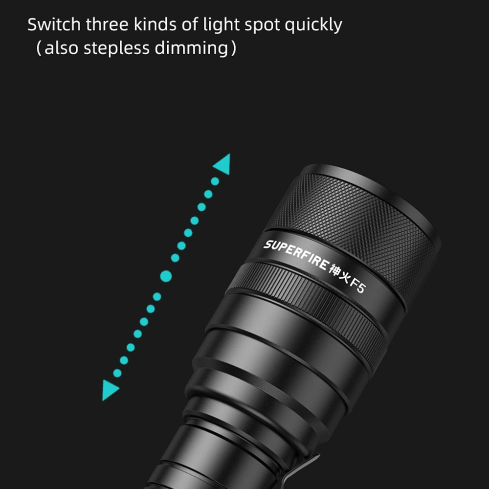 Superfire F5 Зоумбированный фонарик водонепроницаемый портативный ночной свет с зажимом для наливы, модель с прямой зарядкой