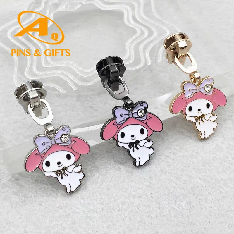 Manufacturers Design Engraved Logo Replacement Exquisite Cord Custom Metal Zip Zipper Pull Slider for Bags Clothing