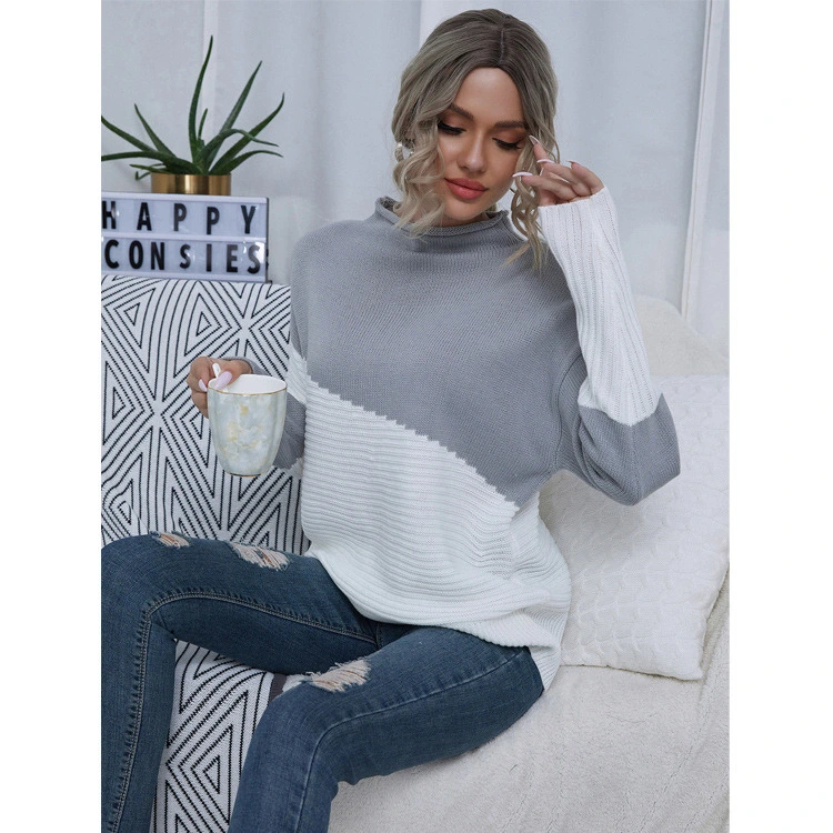 Fall European and American Style Casual Solid Color Thin V Neck Pullover Knit Top Sweater for Women