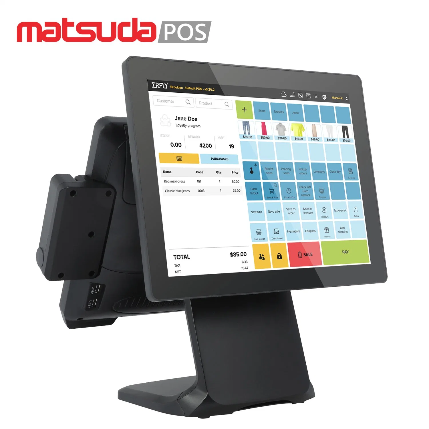 Matsuda POS St9800 J3455 4G 128g Capacitive Touch Screen POS System Windows All-in-One POS Machine