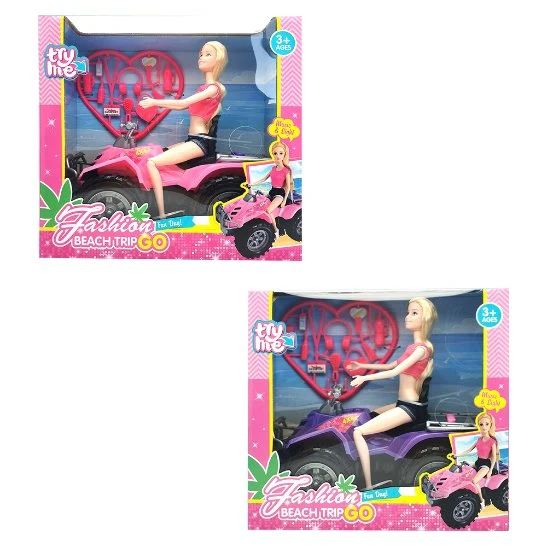 Boneca Barbie passeio de Praia a conduzir veículo todo-o-terreno com luzes E música