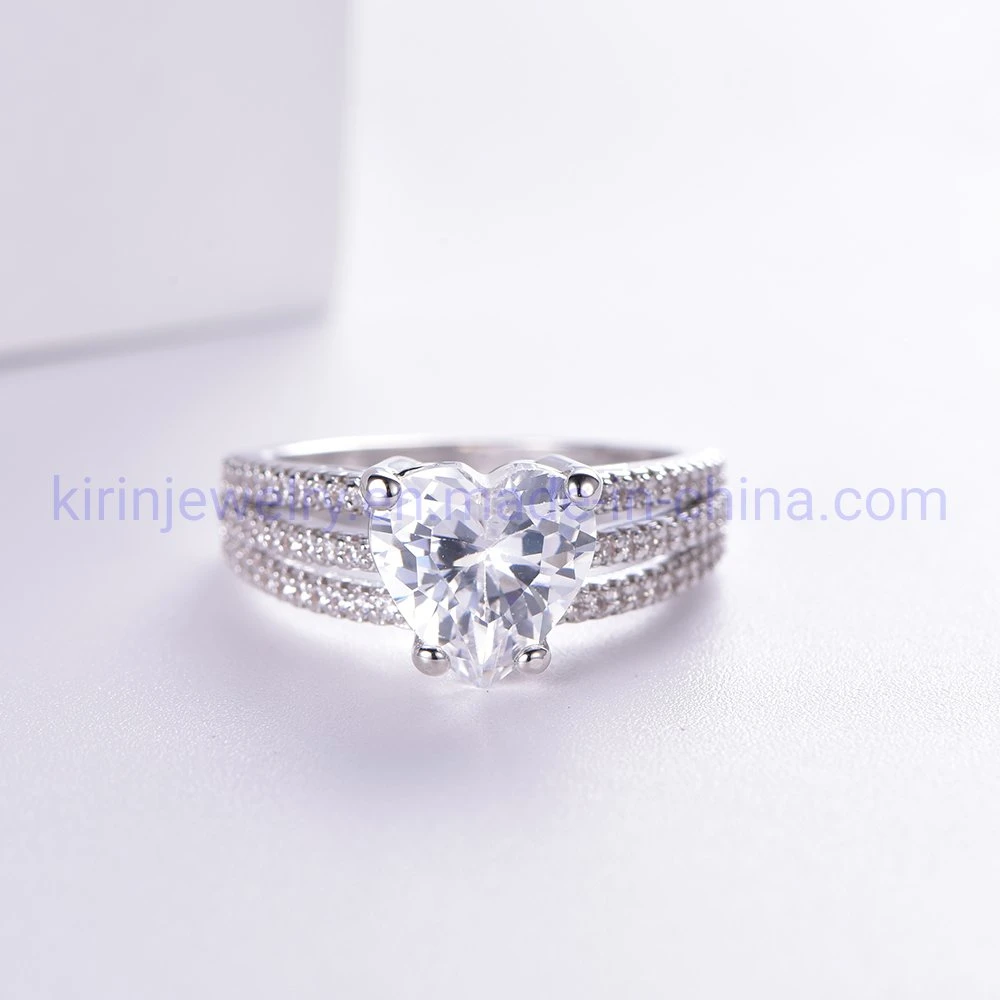 Heart CZ Moissanite Engagement Ring White Gold 14K White Gold Wedding Band 925 Silver Engagement Ring