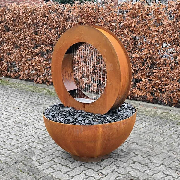 Décoration de jardin mur de fontaine de Corten d'eau en acier de l'eau caractéristique extérieure