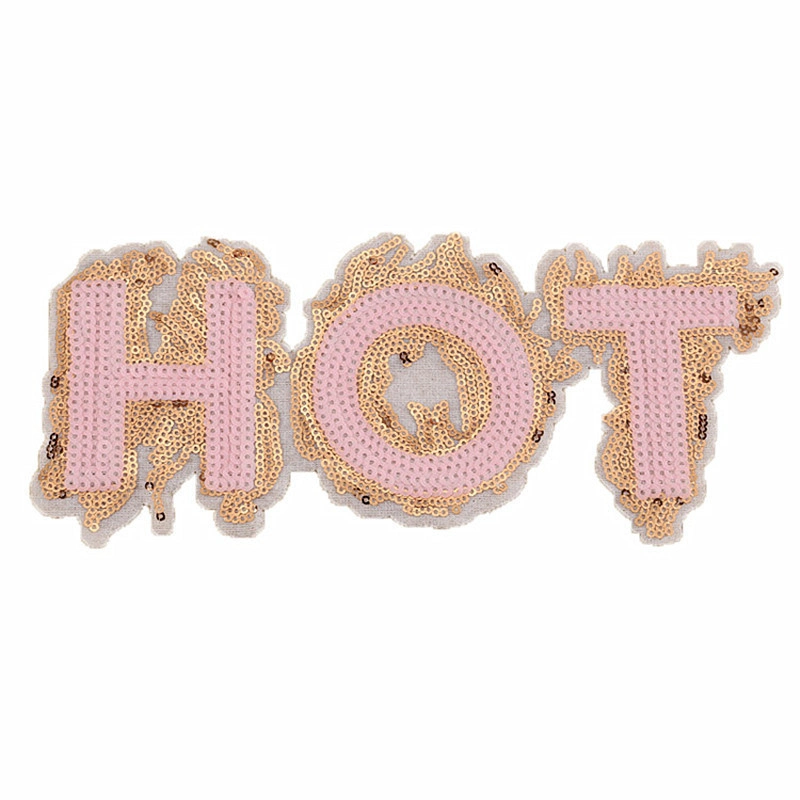 Customized Clothing Accessories Embroidered Sequin Patch Sequin Letter Patch