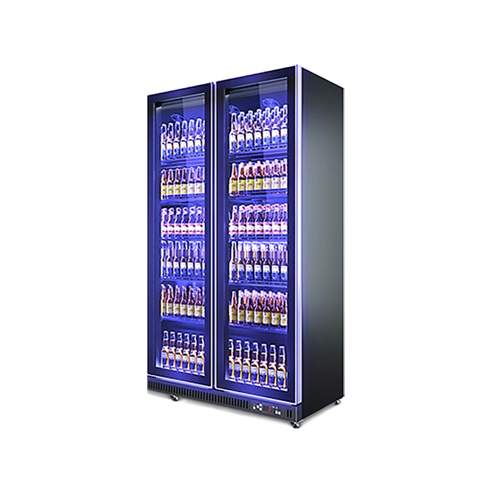 Comercial vertical cerveza Display nevera Supermarket Doble puerta bebidas nevera LSC-1120W