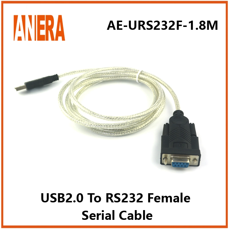 Anera Câble adaptateur série USB 2.0 vers RS232 dB9 femelle, 1,8 m avec CD / Chipset Pl2303