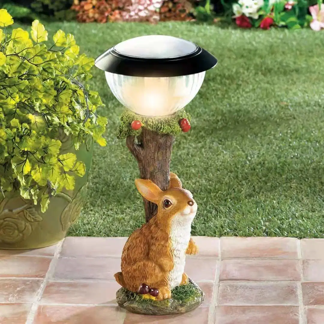 Factory OEM Luminous Outdoor Garden Back Yard Lawn Decoration Resin Animals Decorative Solar Light