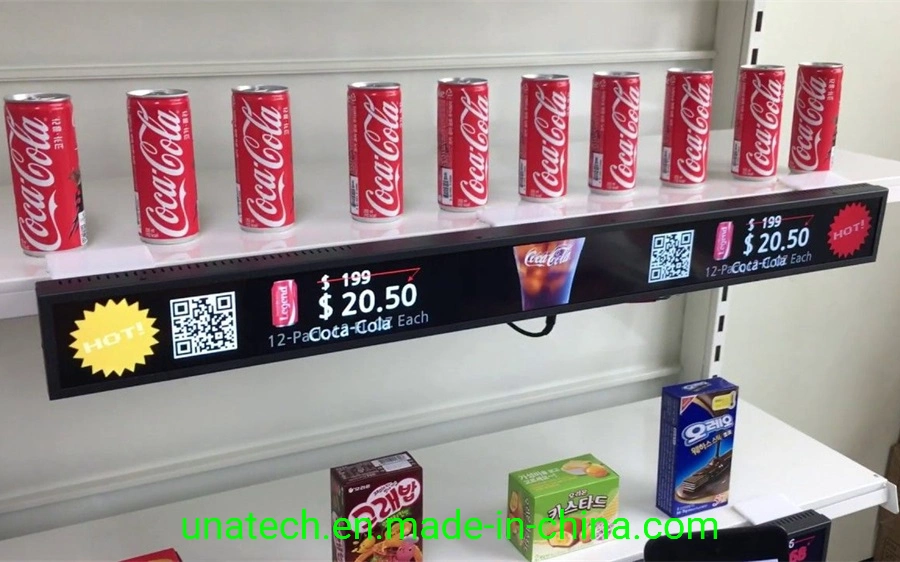 Fácil configuração P1.5 Piscina Supermercado mercadorias LED Prateleira Visor Digital Signage