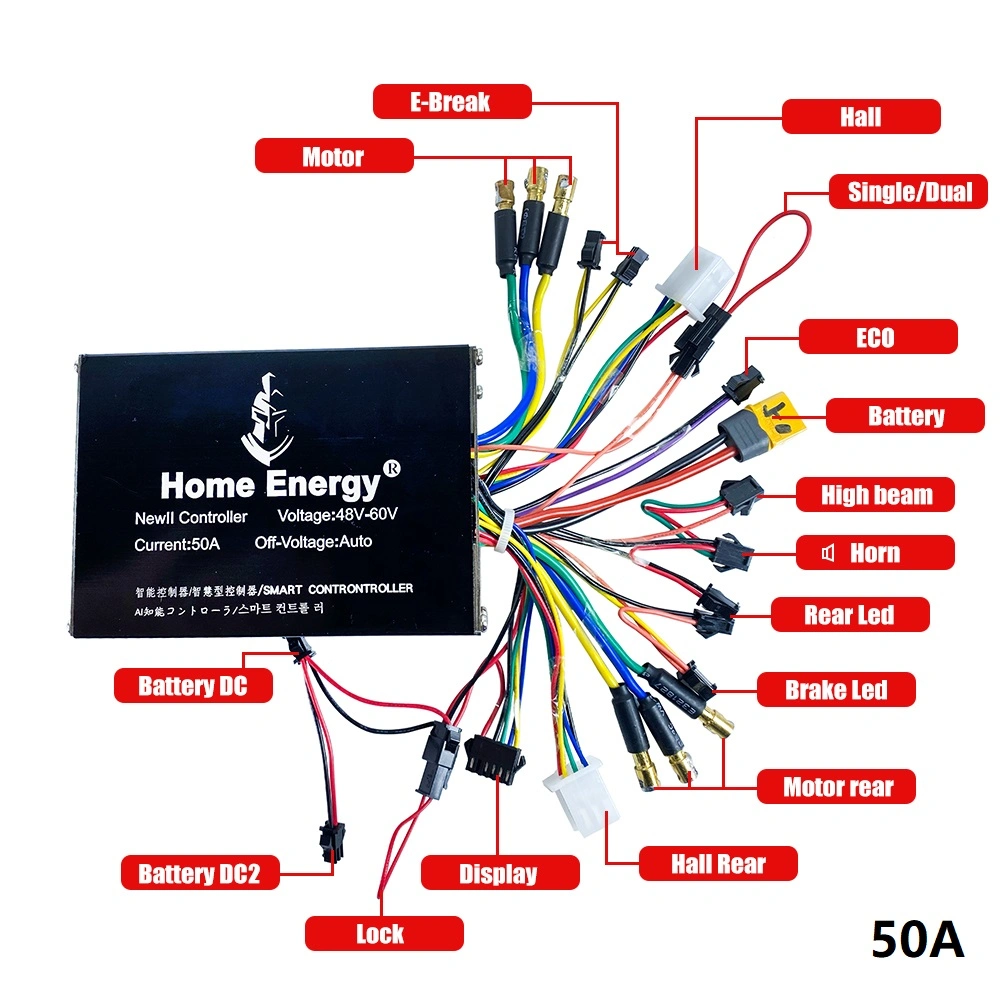 Controlador de dupla transmissão de 48 V 50A com visor LCD Para motociclos e-scooter