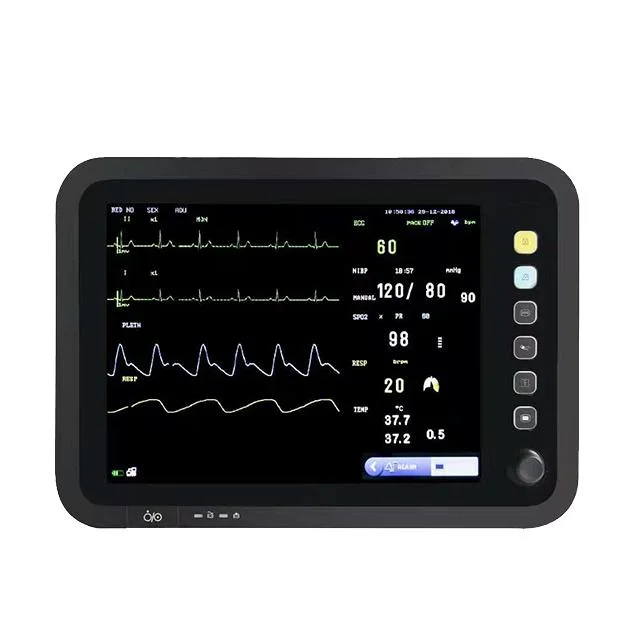 شهادة CE شاشة عرض مقاس 12.1 بوصة شاشة عرض محمولة متعددة المعلمات ICU Patient Monitor