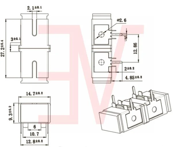 SC/PC Single Core Split Earless Flange Fiber Optic Adapter