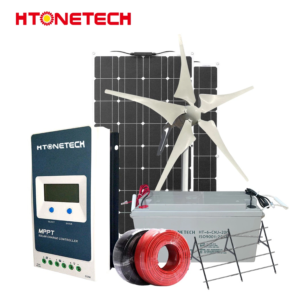 Htonetech Panneau Solaire Monocristallin 150W 12V Grossistes Systèmes d'Énergie Solaire de 100000W Chine Systèmes d'Énergie Hybride Éolien et PV avec Éoliennes à Accès Vertical