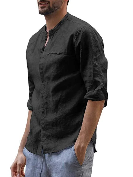 OEM Men's Casual Cotton Linen Men's Long Sleeve Shirt Clothes