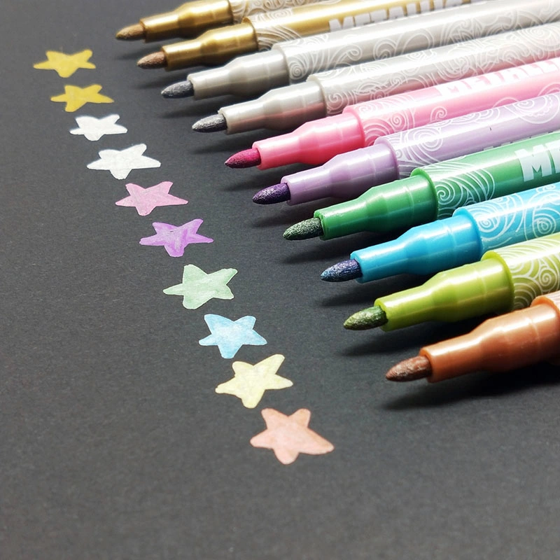 Office School Stationery Art Supplies 10 Metallic Marker Pen Set