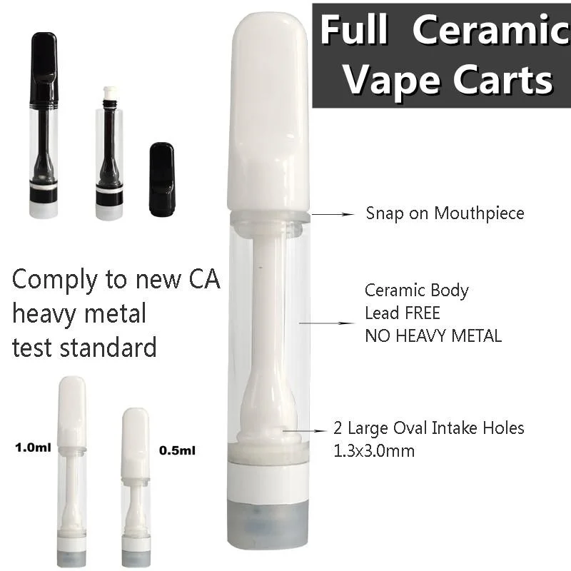 Full Ceramic Vape Cartridges 0.5m 0.8 1.0ml Empty Vapes vape Atomizer