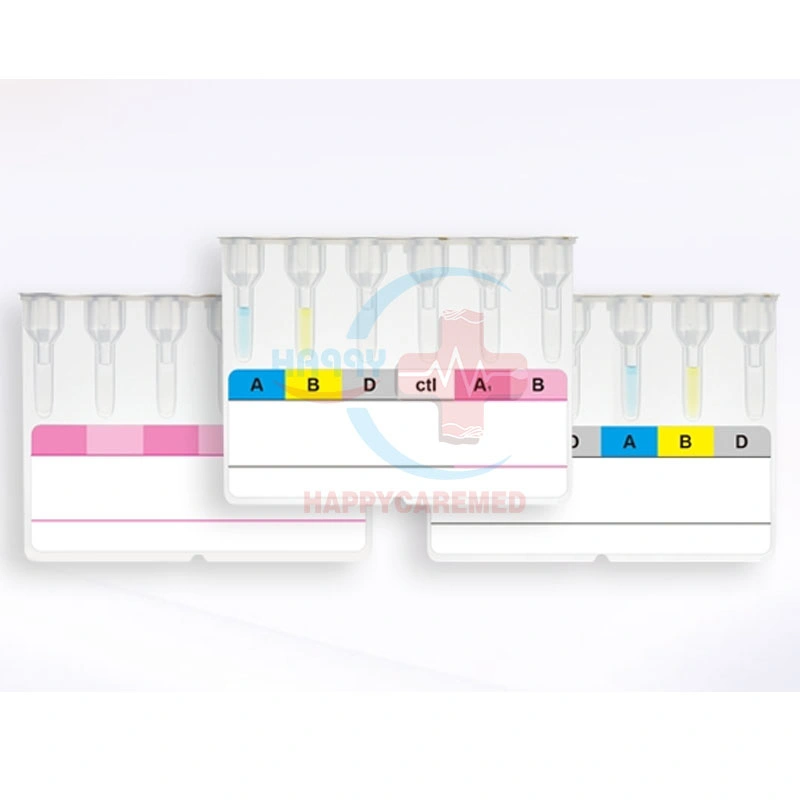 HC-B129 Rapid Detection Abo RHD Blood Type Test Card (بطاقة مجموعة اختبار نوع الدم من نوع الدم الثابت)