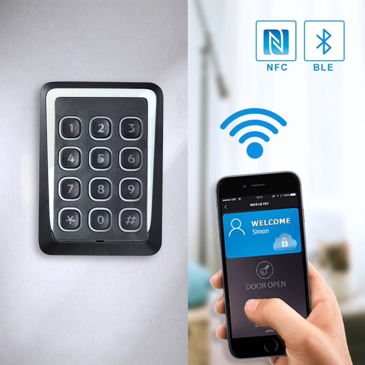 Montaje en pared Wiegand de lector de tarjetas Mifare RFID NFC Teclado Smart Card Reader con indicador LED