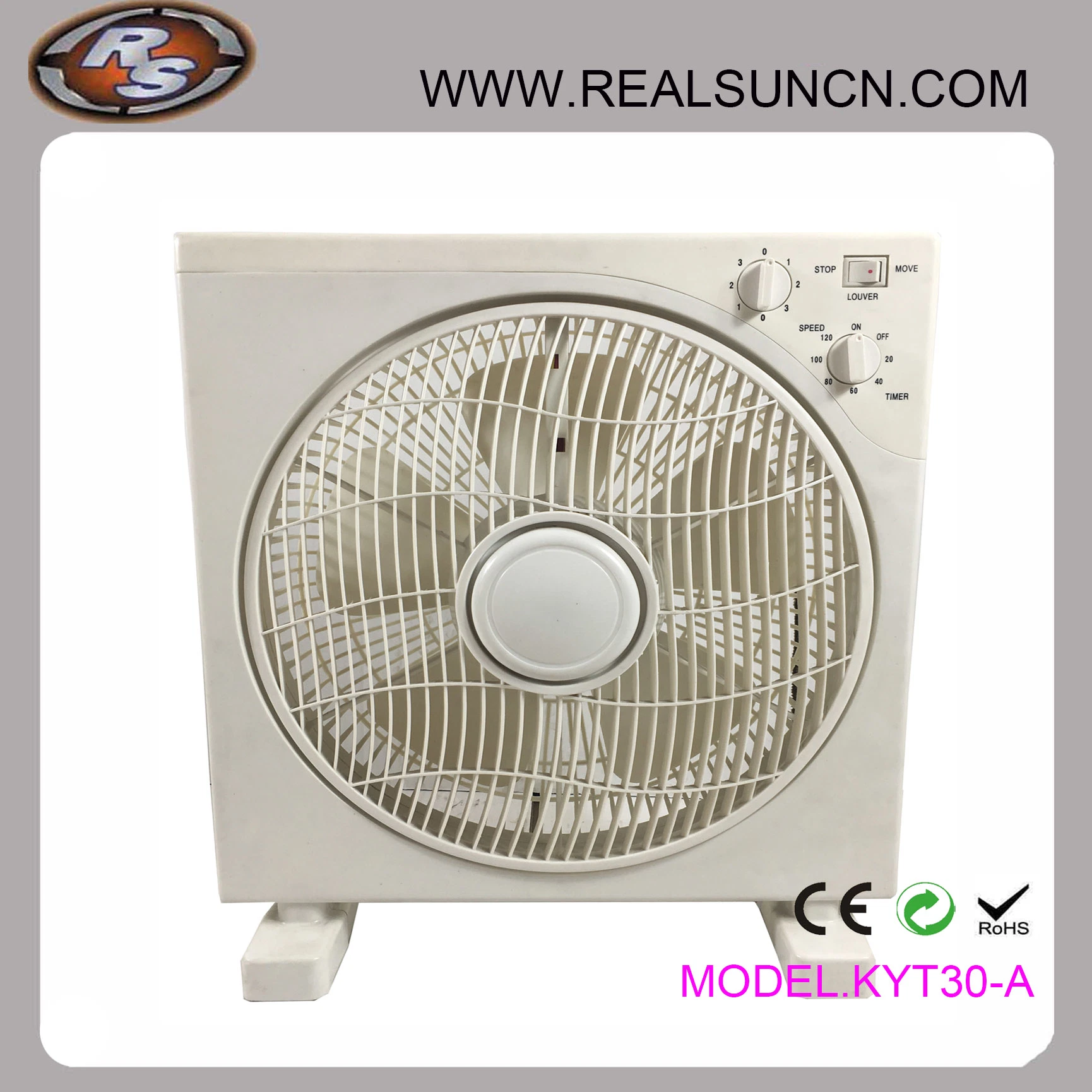 12inch Box Fan with 5PCS PP Blades and 1 Hour Timer