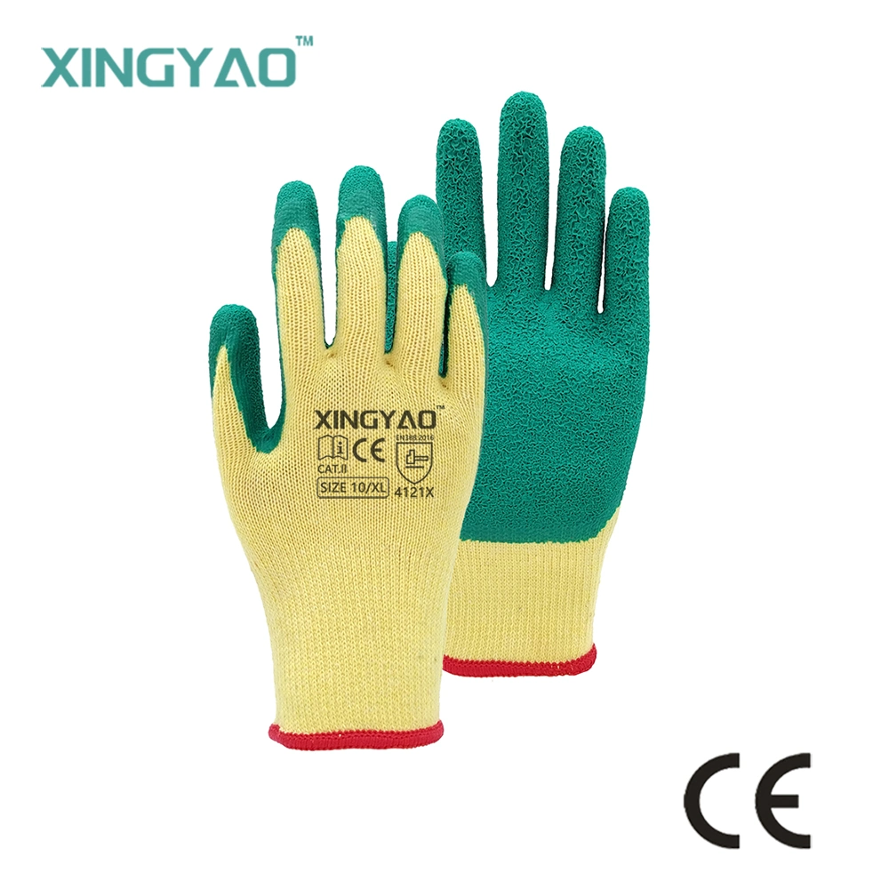 Factoryshop 10gauge5thread (21Yarn) Polyester / Cotton Rubber / Latex Palm Dipped Coated Safety Work Gloves for Construction Warehouse Gardening