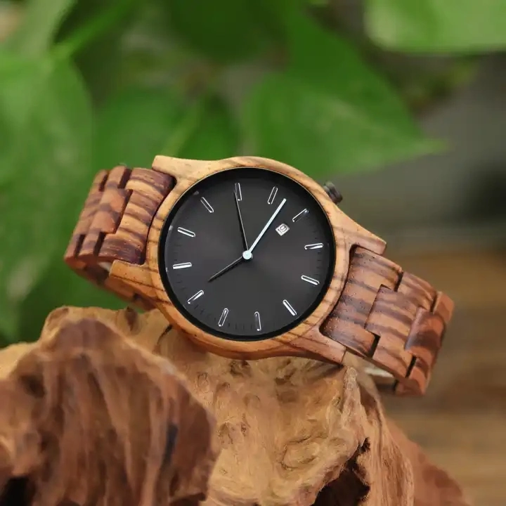 Men Wood Watch Daily Wasserdichte Armbanduhr Quarz Clock Eco Friendly Wood Watch für Männer