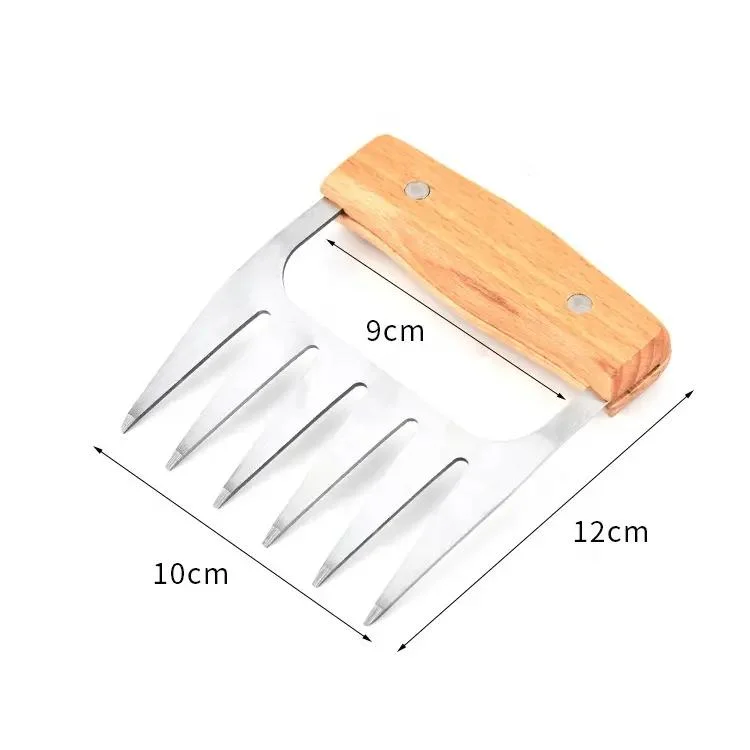 Stainless Steel Wooden Handle Meat Claws 18/8 Metal Claw Meat, Meat Fork