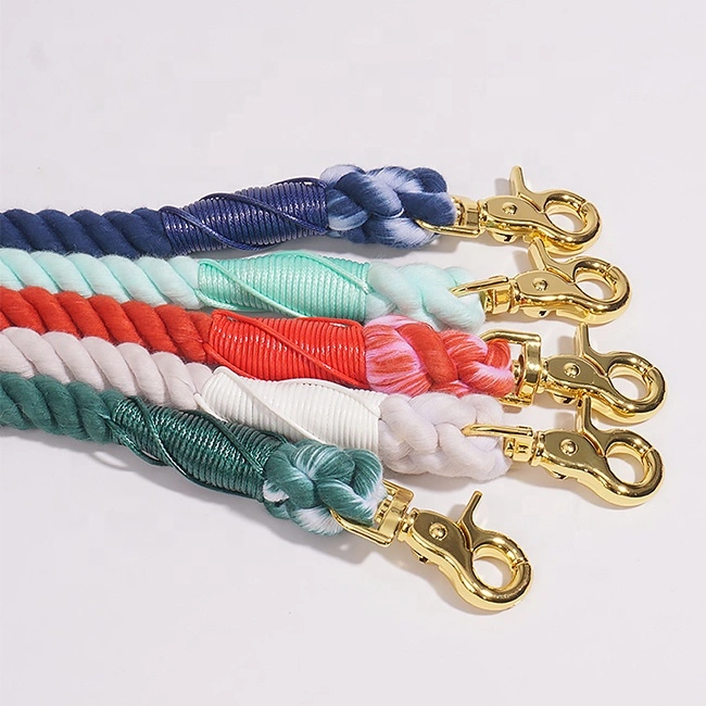 Custom Dog Slip Leash Rope High Quality 100% Cotton Colorful Braided No Pull Dog Leash Rope