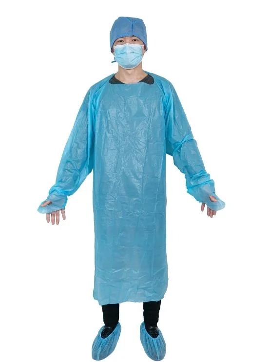 Disposable CPE Gown Polyethylene Medical Isolation Gowns with Thumb-Loop