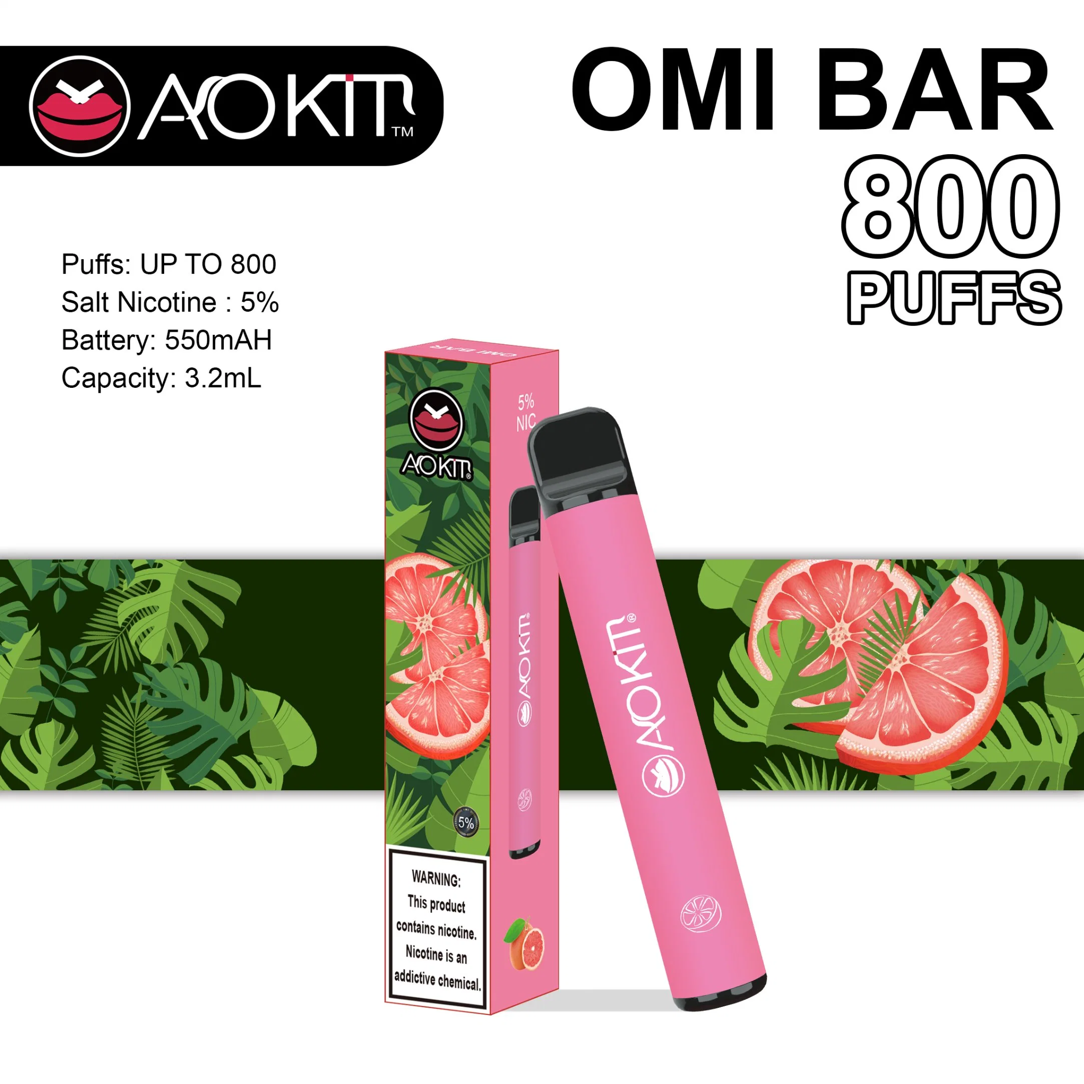 Lápiz de Vape desechables 800 inhalaciones vaporizador Aokit Omi Bar Mini E-cigarrillo